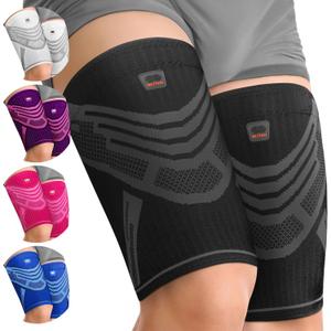 Hamstring Compression Sleeve, Thigh Compression Sleeve for Women and Men, Upper Leg Brace for Groin, Sciatica & Quad Tendonitis, Wrap Support for Recovery, Running, Sports and Workout Black M