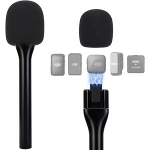 SUNMON Wireless Mic Magnetic Holder for DJI Mic Mini, Portable Handheld Microphone Interview Stand with Pop Filter, Compatible with DJI Mic1/2, Rode Wireless Micro/GO 2/ME/Pro