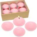 12 Pack 3 Inch Pink Floating Candles, 10 Hour Unscented Romantic Tealight Candles for Cylinder Vases, Centerpieces at Wedding Party Pool Holiday - Wavy Float Candle, 3 Inch, Pack of 12