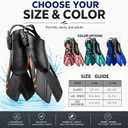 Snorkel Fins, Swim Fins Travel Size Short Adjustable for Snorkeling Diving, Open Heel Swimming Flippers for Adult Men Women Large-X-Large