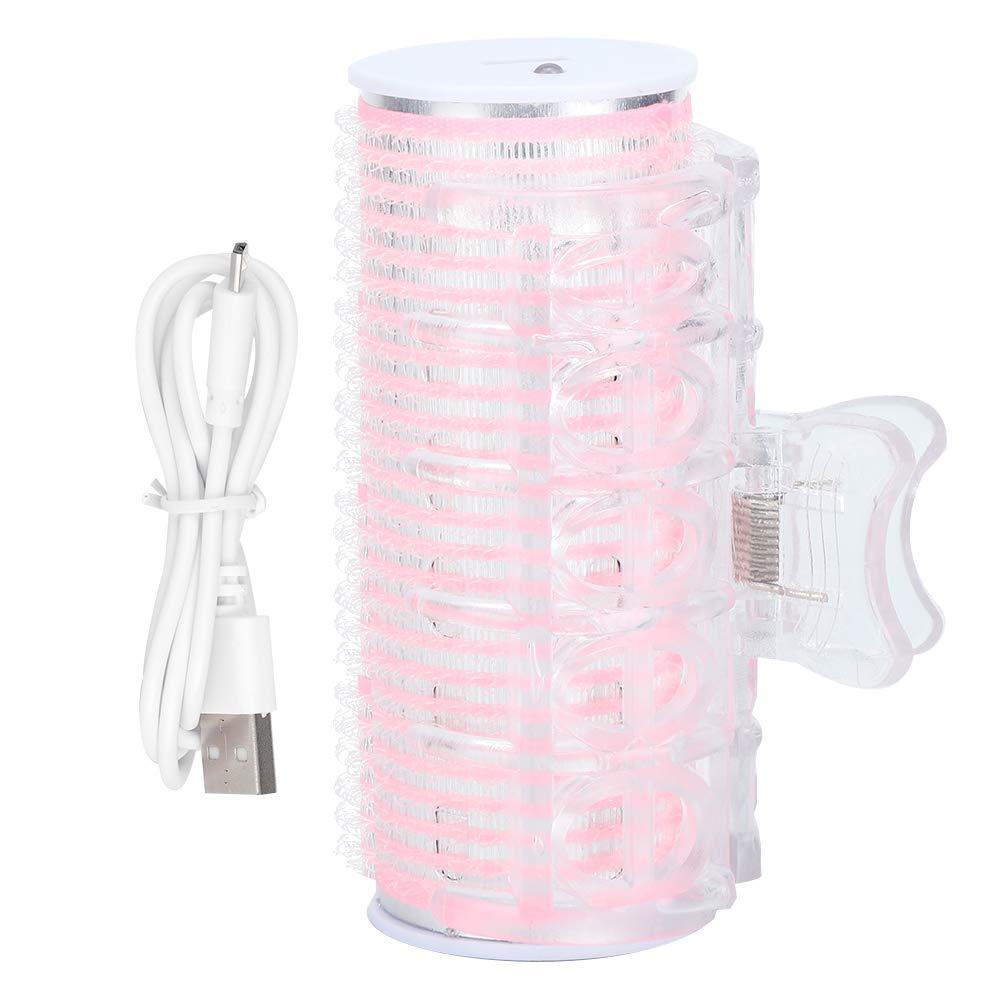 ANGGREK Hair Curler, Hot Rollers Single Heated Curlers Mini Large with Clip Air Drying USB for Curtain Bangs, Fringe, Short Medium Length Hair, Battery Operated, Pink