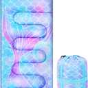 Camping Sleeping Bag for Kids Girls Boys,3 Season Warm Sleeping Bag Waterproof Portable for Outdoors Traveling,Camping (Blue Mermaid)