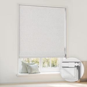 LazBlinds No Tools No Drill Cordless Roman Shades for Windows, Blackout Thermal Insulated UV Blocking Window Blinds, Room Darkening Fabric Blinds for Indoor Windows, 35'' W x 64'' H, Off White