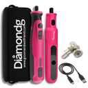 Diamondg Cordless Dog Nail Grinder with Quiet Sound & LED Tip for Large & Small Dogs, 4hrs. Runtime, 2 Bits Included, Pink