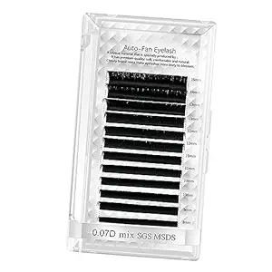 Soft Auto Fan Eyelashes, 12 Rows Black Volume False Lashes for Eyelash Extension with Nanometer PBT Material, Easy to Access and Match, Suitable for Beauty Salon