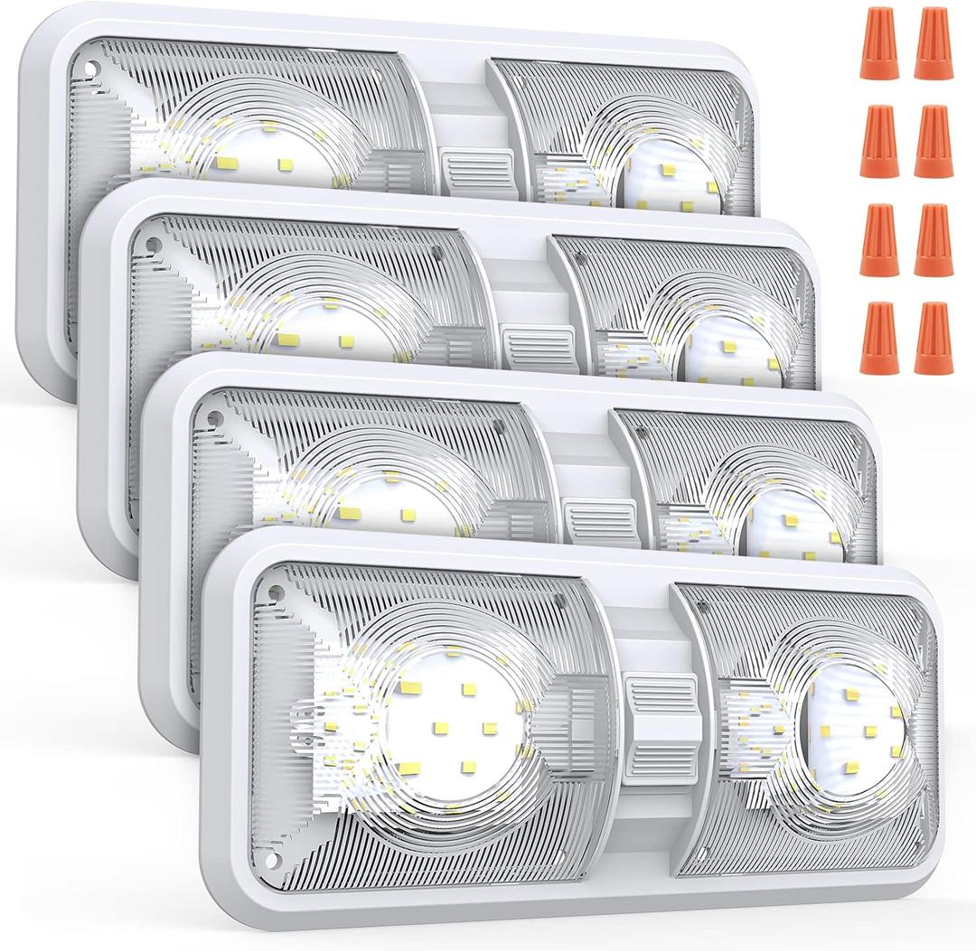 Aaleds RV Lights Interior, 12 Volt Led Lights 1000LM, Camper Lights 8W, RV Led Lights Interior Fixtures 12V, RV Ceiling Dome Light with Switch for RV/Camper/Trailer/Boat/Car (Natural White, 4Pack).