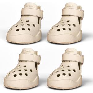 Dog Shoes: Non-Slip Waterproof Sandals for Hot Pavement, Breathable Perforated Boots, Large/Medium/Small Sizes, Ideal Paw Protector, Outdoor Clog Booties (Beige, Size 8) 