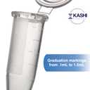 Kashi Scientific 1.5mL Snap Cap Clear Microcentrifuge Tube with Graduation and Marking Area, Lab Grade Polypropylene Plastic [1.5mL, 500]