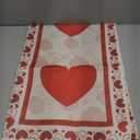 Valentine's Day Heart Table Runner 72 x 13 Inch Decorations, Red Linen Burlap Hearts Pattern Table Cover for Romantic Special Night, Anniversaries, Engagement, Kitchen Dining Fireplace Mantel Decor