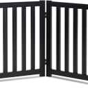 LZRS 2-Panel Wooden Free Standing Foldable Dog Gate Indoor  Solid Hardwood 24" High, Step-Over Safety Pet Gate for Doorways, Stairs & Small Spaces - Indoor Use, Black