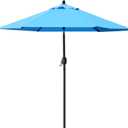 Sunnyglade 7.5' Patio Umbrella Outdoor Table Market Umbrella with Push Button Tilt/Crank, 6 Ribs (Blue)