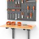 Heavy Duty Folding Workbench with Pegboard, Wall Mount Work Table