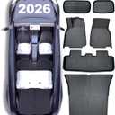 Full Set Floor Mats for Tesla Model Y 2025 2026 Juniper(Rear with Screen) All Weather Floor Mats(5-seat), Tesla Y Frunk Trunk Mat Rear Cargo Liner,Tesla Model Y Accessories 2025 2026(6 PCS)