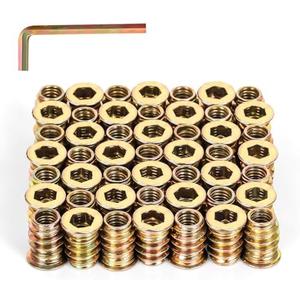 M10-1.5 x 25mm Threaded Inserts for Wood, Hex Drive Wood Nut Inserts, Exceptional Threaded Insert Nuts for Furniture, Wooden Products & Models, 50 PCS