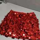 RanRui Sequin Mini Skirt for Women - High Waist, Satin Size M