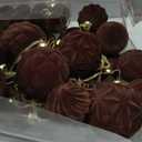 46PCS Velvet Christmas Ball Ornaments Set, Flocked Shatterproof Xmas Tree Decor, Assorted Hanging Ornaments with Loop for Holiday Home Decor, Christmas Tree Decoration (Brown)