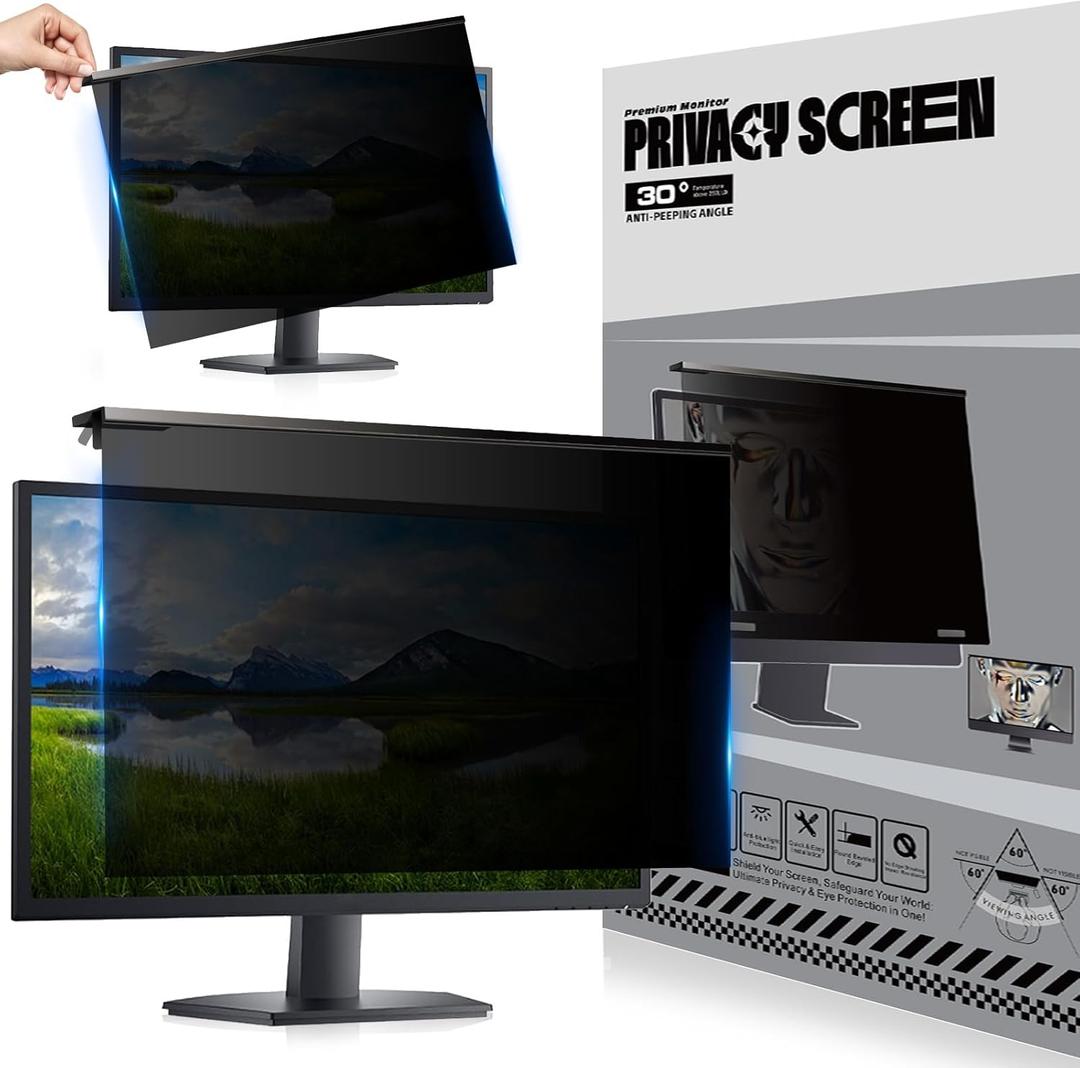 Privacy Screen for Computer Monitor 32 Inch, Hanging Type Computer Privacy Screen, High Transparency Blue Light Blocking Screen Protector Panel, Anti-UV Eye Protection, Not Anti Glare