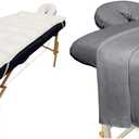 Body Linen Deluxe Quilted Massage Table Pad Set with ForPro Premium Microfiber Massage Sheet Set, 3 Pieces