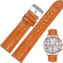 Leather Watch Bands Handmade Genuine Calfskin Watch Strap,Quick Release Classic Business Embossed Alligator Crocodile Pattern Leather Replacement Band for Men Women (20mm, Light Brown-Silver Buckle)