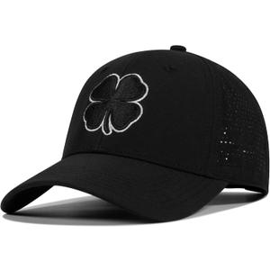 Clover Hats for Men Women, Black Lucky Golf Baseball Cap,4 Leaf Hat,Embroidery Cap (Black)