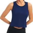 ICTIVE Workout Crop Tops for Women Yoga Cross Sleeveless Gym Mesh Back Running Tank Muscle Shirts (M)