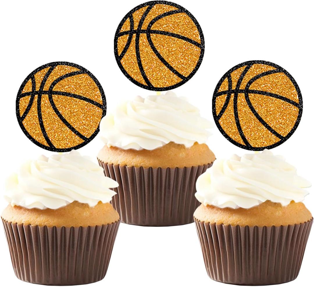 24pcs Basketball Cupcake Toppers - Party Decorations, Player & Baby Shower Themes