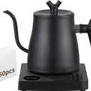 Water Kettle Electric,Gooseneck Electric Kettle with 50pcs Coffee Filter,1 Temperature Control, Fast Heating, Stainless Steel Interior, Ideal for Precise Pour-Over Coffee and Tea