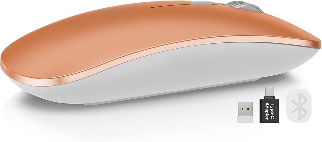 SABLUTE M31 Bluetooth Mouse for MacBook Pro/Air, iPad - Rechargeable Tri-Mode Wireless Mouse for 3 Devices (BT 5.2 + 2.4G), Sleek Slim Silent Mouse for Surface, Windows, Cosmic Orange