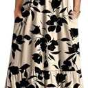 IN'VOLAND Women Plus Size Short Sleeve Dress Loose Plain Casual Summer Flowy Tiered Long Maxi Dresses with Pockets, Size 18W