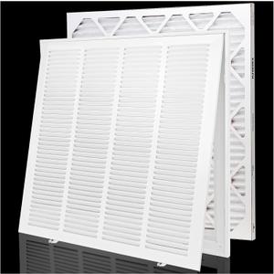 24x24 Return Air Filter Grille for 24"W x 24"H Duct Opening,Wall Return Air Vent Cover Grille with Filter [Included 1PK 1"Thick],Steel HVAC Vent Cover Filter Grill Outer Dimension: 26 5/8"W X 26 5/8"H