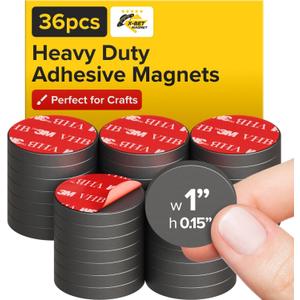 Adhesive Magnets - Ferrite Magnetic - Round Disc - Strong Sticky Adhesive Backing - Ceramic Magnet Ideal for DIY, Craft, Kitchen 36 Pieces