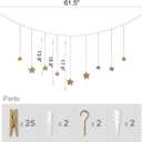 Mkono Hanging Photo Display Boho Decor Wooden Stars Garland with Metal Chains, Pictures Cards Holder with 25 Wood Clips, Wall Art for Christmas Living Room Bedroom Dorm Decor, Teen Girls Gift, Gold