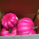 3 Pcs Breast Cancer Awareness Decorations Artificial Pumpkins Bulk Faux Foam Pumpkins with Pink Ribbon Pattern for Fall Halloween Table Decor (Hot Pink,4.33 Inch, 6.3inch, 7.87inch)