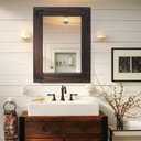 YOSHOOT Rustic Wooden Framed Wall Mirror, Natural Wood Bathroom Vanity Mirror for Farmhouse Decor, Vertical or Horizontal Hanging (26" x 18", Black)