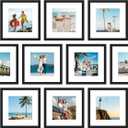 decorUhome 12x12 Picture Frame Set of 10, Display Photos 8x8 with Mat or 12x12 Unmatted for Picture Frames Collage Wall Decor, Black