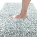 Yimobra Bathroom Rugs Non Slip Washable 36x24, Ultra Soft and Water Absorbent Bath Mats, Plush Fluffy Shower Mat Outside, Luxury Microfiber Thick Matts for Bathroom Floor/Tub, Sky Light Blue and White