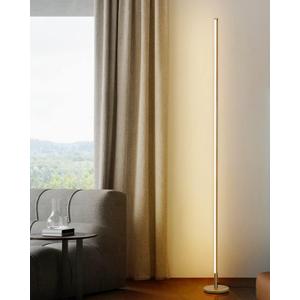 TACAHE Minimalist Corner Floor Lamp - 2700K-6500K Dimmable LED Night Light - Modern Standing Mood Lamp with Remote Control for Living Room, Bedroom - 57" 12W - Gold - 1Pack