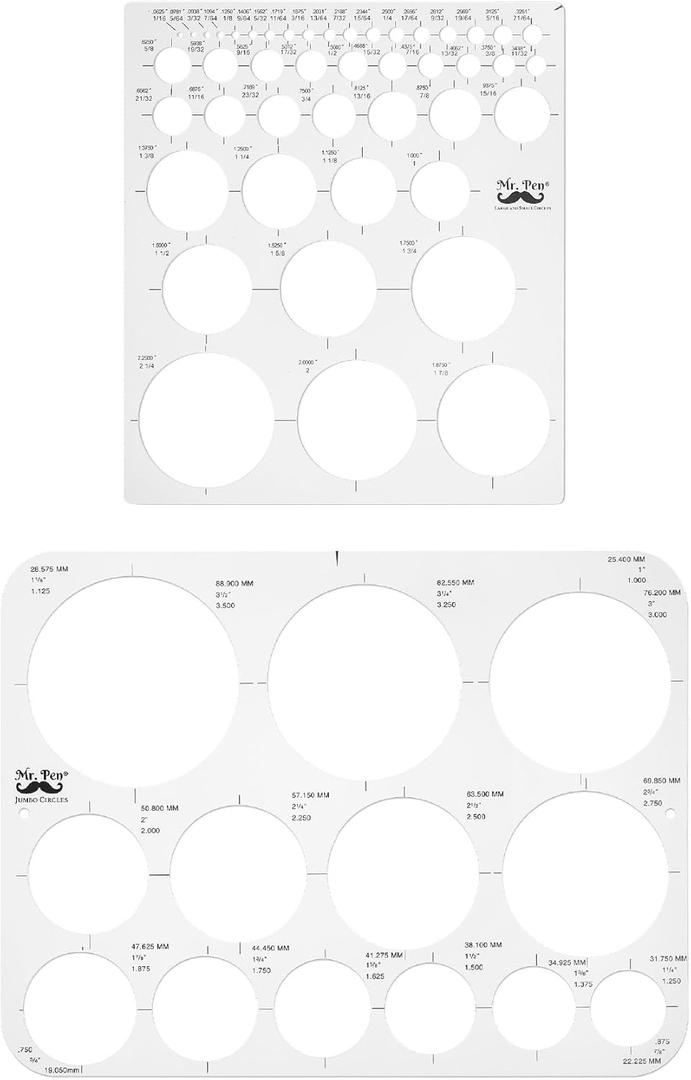 Mr. Pen Circle Templates - Large & Small Sizes, Circle Stencil & Ruler for Drafting & Drawing