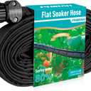 2 x Flat Soaker Hose for Garden Bed, 25FT 1/2" Linkable Consistent Drip Irrigation Hose Save 80% Water Leakproof Heavy Duty Double Layer Sprinkler Garden Hose with Holes