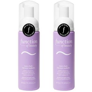 FUNCTION OF BEAUTY Zero Gravity Styling Mousse, 7 oz (2-Pack) Adds Volume + Defines Natural Waves, Frizz Control + Flexible Hold, Lightweight Feel, No Crunch, Heat Protection Up to 450°F