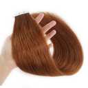 YMEYME Tape in Hair Extensions Human Hair Invisible Reusable Seamless Skin Weft Remy Tape Hair Extensions Double Side Human Hair for Full Head 20Pcs 50g #30 Auburn 18inch