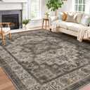 LUMI 8x12 Washable Area Rug for Living Room, Ultra Soft Stain Resistant Carpet with Non Slip Rubber Backing, Non-Shedding Low Pile Rugs for Bedroom, Dining Room, Indoor, Office (Wistful)