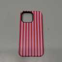 Magnetic Case for iPhone 15 Pro Max, Compatible with MagSafe, Aesthetic Striped Cute Design for Women, Hybrid 2-Layer Hard Shell Phone Cover, Hot Pink (Red)