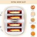 4 Slice Toaster Roter Mond Retro Stainless Steel with Bagel Defrost Cancel Function, 6 Browning Settings, Extre Wide Slot and Removable Crumb Tray, Cream, ST033