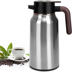 68oz Thermal Coffee Carafe, Stainless Steel Carafes for Hot Liquids 24 Hours, Insulated Coffee Carafes For Keeping Hot Coffee, Hot Water, Tea, Hot Beverage (Silver)