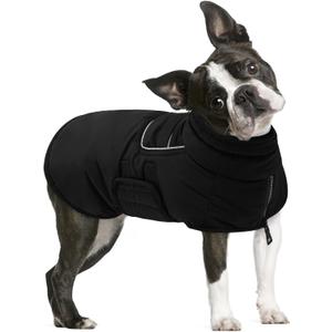 AOFITEE Winter Coat, Waterproof Jacket With Harness Hole, Warm Fleece Puffer Jacket, Reflective Windproof Snowsuit for Small Medium Large Dogs, Dachshund, French Bulldog, Size: L