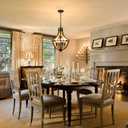 4-Light Farmhouse Dining Room Light Fixture, Adjustable Height Hanging Wood Vintage Pendant Lights for Kitchen Island Hallway Foyer Entryway Breakfast Area Bedroom