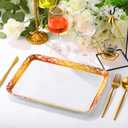 3 Pack Thanksgiving Day Fall Serving Tray 12x8.7 Inch Turkey Serving Platter for Entertainment Large Reusable Dessert Trays Imitation Porcelain Design for Home Party