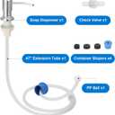 Built in Sink Soap Dispenser, Soap Dispenser for Kitchen Sink Stainless Soap Dispenser for Kitchen Sink with 47 Inches Extension Tube Kit, No Need to Frequent Refills for Kitchen Bathroom