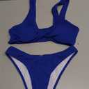 Soly Hux Ribbed Bikini Sets Scoop Neck Cheeky Swimsuit Textured Two Piece Bathing Suit (Blue, S)